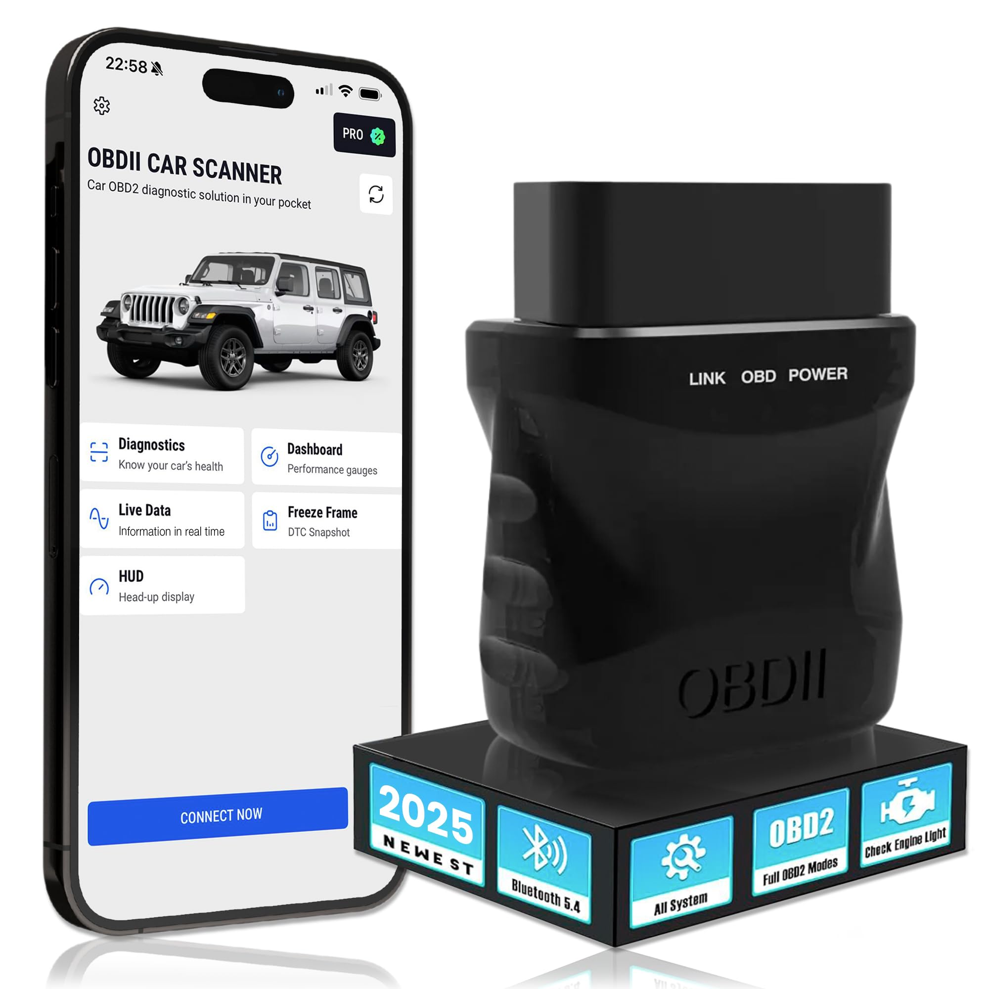 Obd2 Multi-brand Car Diagnosis - Car Diagnosis Machine for Faults and Errors - Obd2 Diagnosis Bluetooth 4.0 for iOS, Android and Windows - Wireless Mini Diagnostic Automotive Scanner.