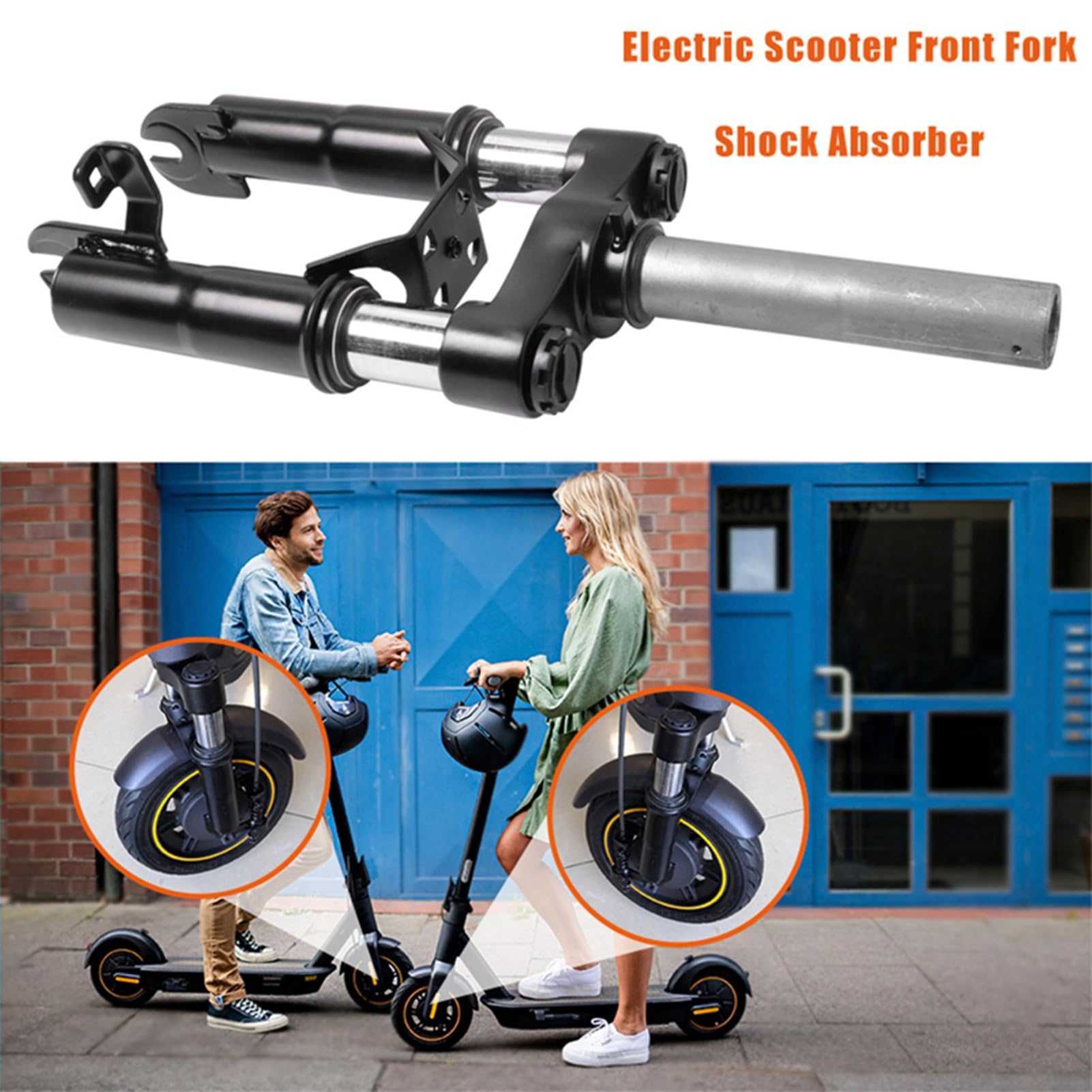 Walmeck Fourche avant de trottinette électrique avec amortisseur et béquille compatible