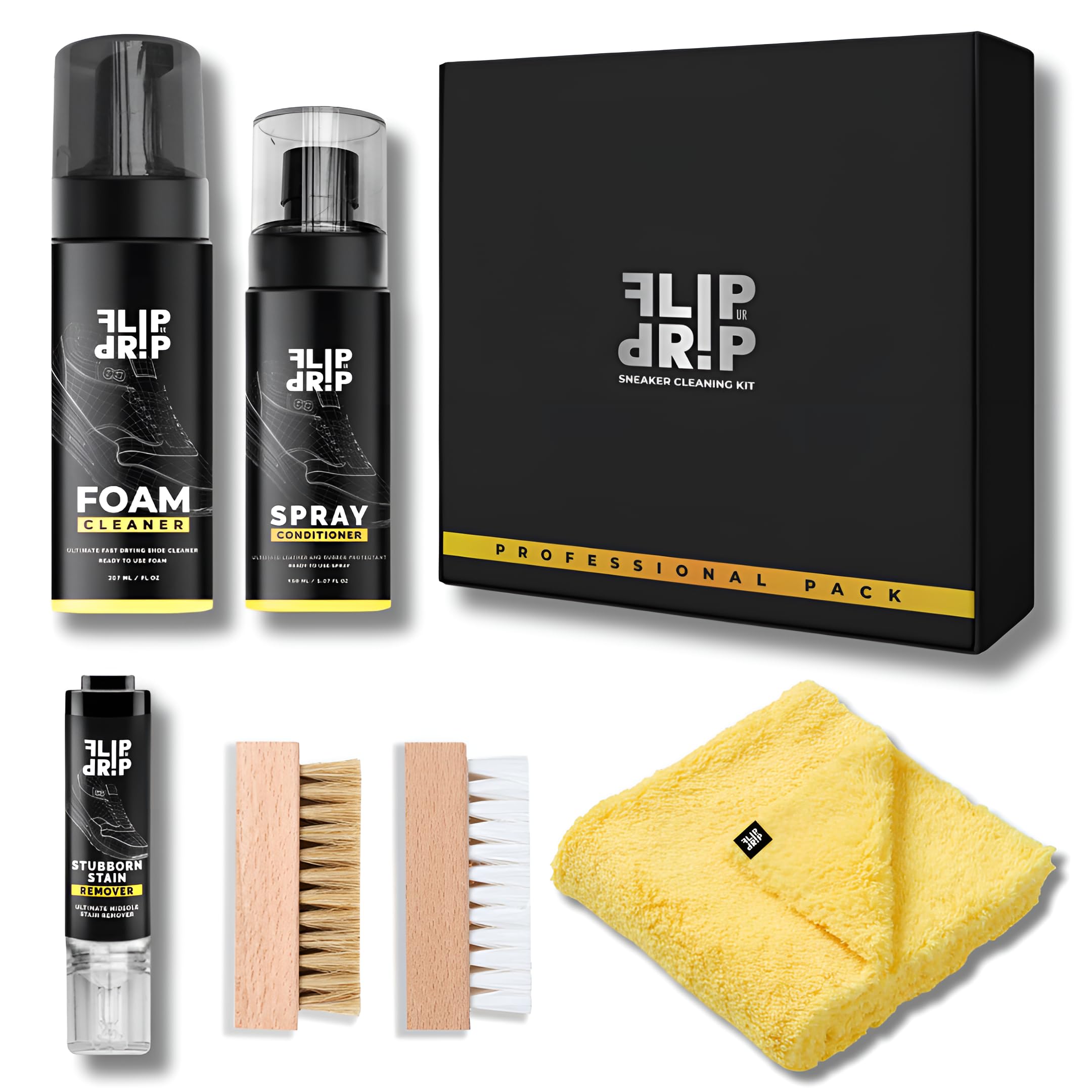 FLIPURDRIP Shoe Cleaner, Professional Sneaker Cleaning Kit, Top Quality Shoe Cleaner In The Market, Includes 6 Unique Products For All Types, Professional Cleaning Results