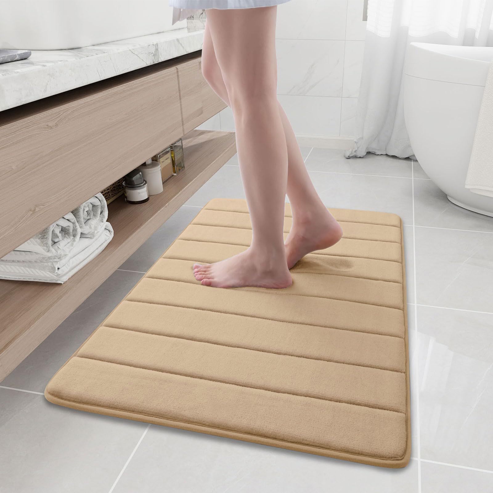 Buganda Memory Foam Bath Mat, 35.4" x 24", Ultra Soft and Non-Slip Bathroom Rugs, Water Absorbent and Machine Washable Bath Rug Runner for Bathroom,