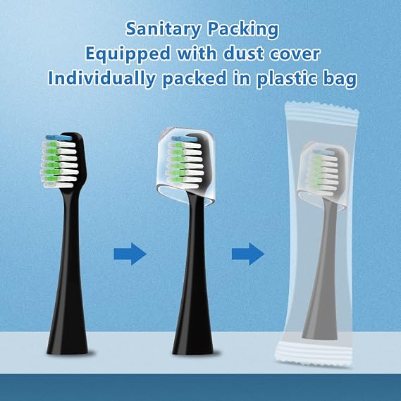 Compatible with Waterpik Complete Care 9.0 (CC-01), 5.0 (WP-862) Sonic Electric Toothbrush Replacement Brush Heads STRB-10WB, Soft Bristle, 10 Pack (Black)