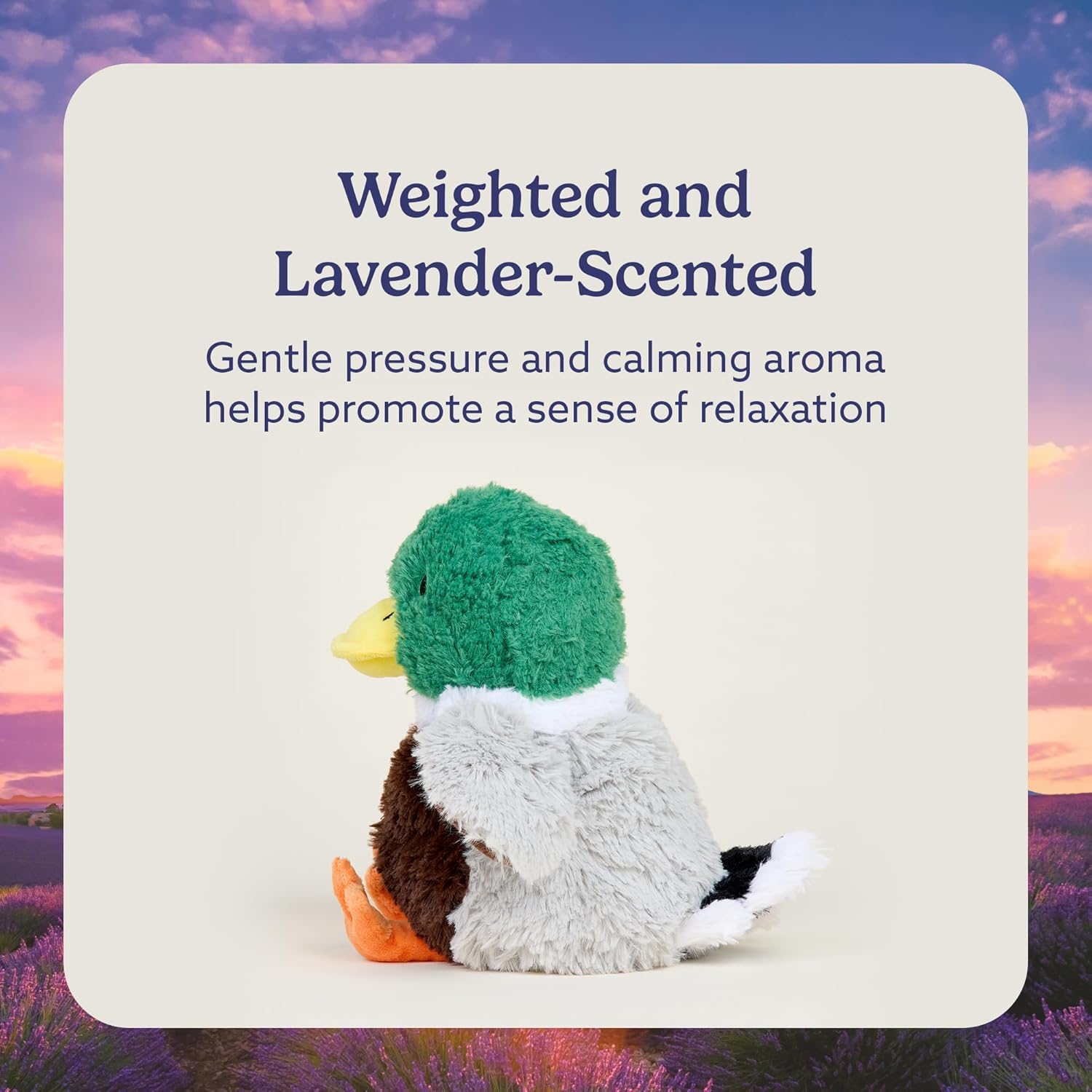 warmies Microwavable & Weighted Stuffed Animals, Mallard - Heat & Chill Relief & Weighted Plush - Duck Stuffed Animal Snuggles - Lavender Scented for Adults & Children (Boys, Girls, Babies & Toddlers)