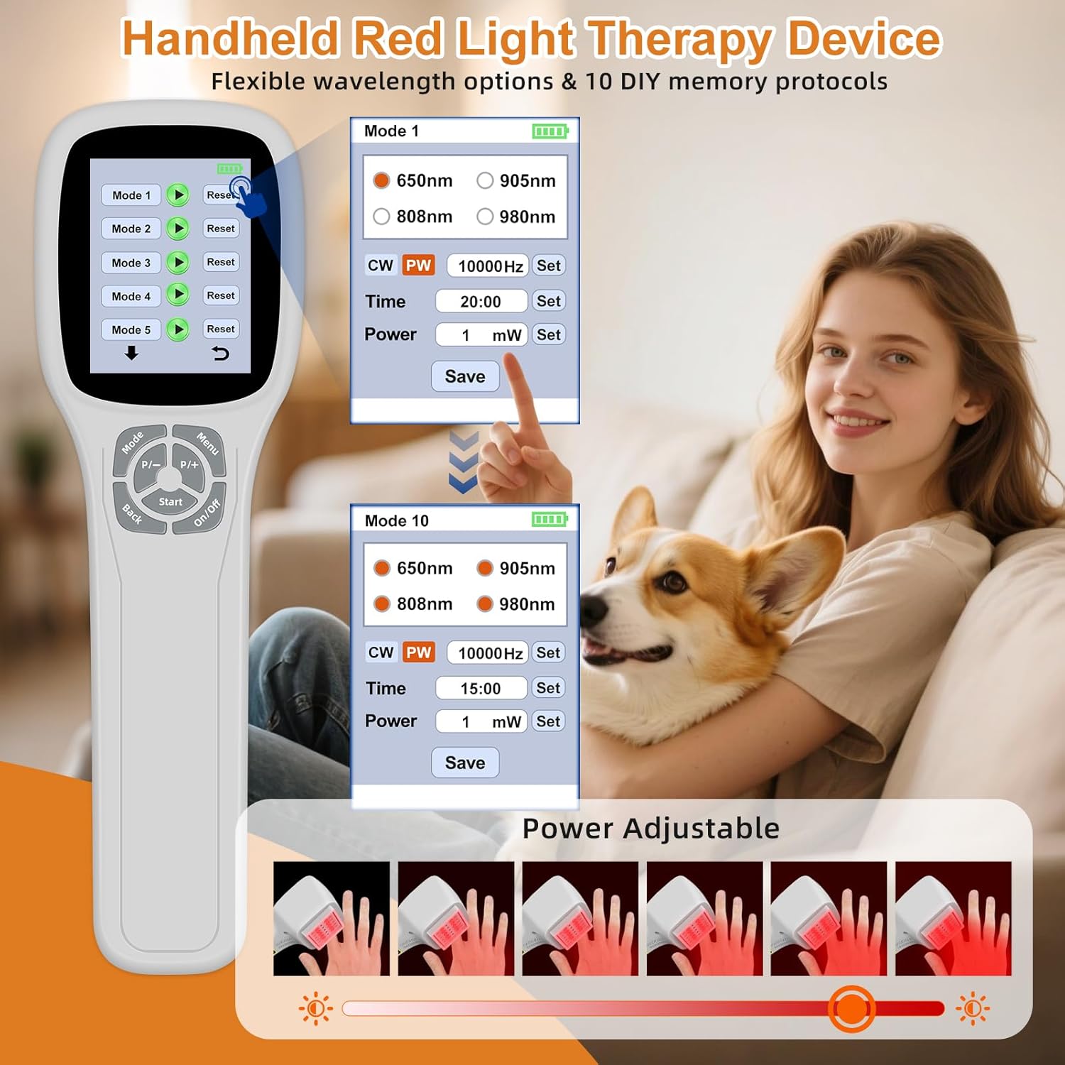 Upgrade Red Light Therapy Device for Pain Relief 10x650nm 5x808nm 5x905nm 5x980nm Portable Infrared Light Therapy Wand Handheld Therapy Machine for Human and Pets Relief of Joints Muscle and Body Pain - Image 7