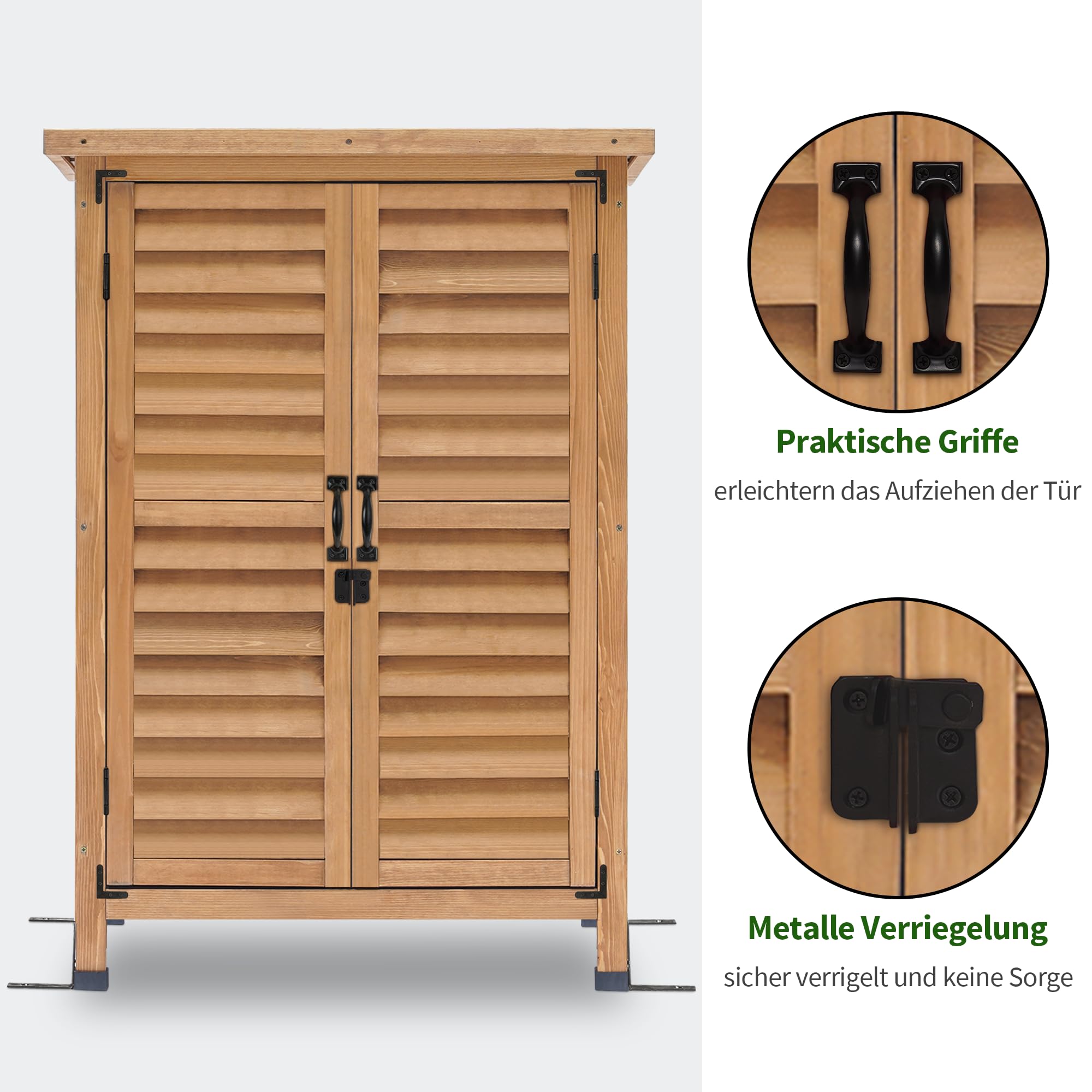 MCombo Gartenschrank Geräteschuppen Outdoor-Schrank Holz Natur 47x63x96 cm
