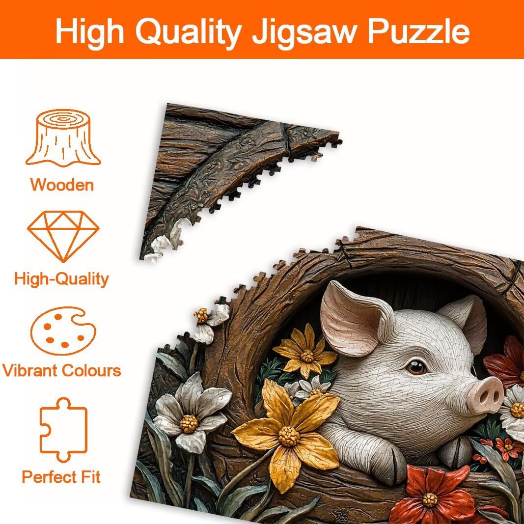 Puzzle Maiale, Puzzle 2000 Pezzi Adulti per Decor, Regalo Donna/Uomo -8758