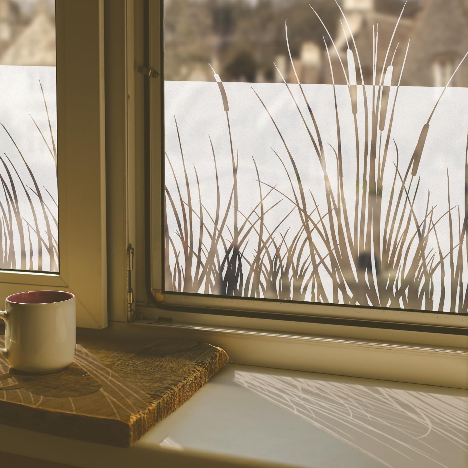 Chicskin Pure White Frosted Window Film Privacy Grass and Reeds 39x150cm