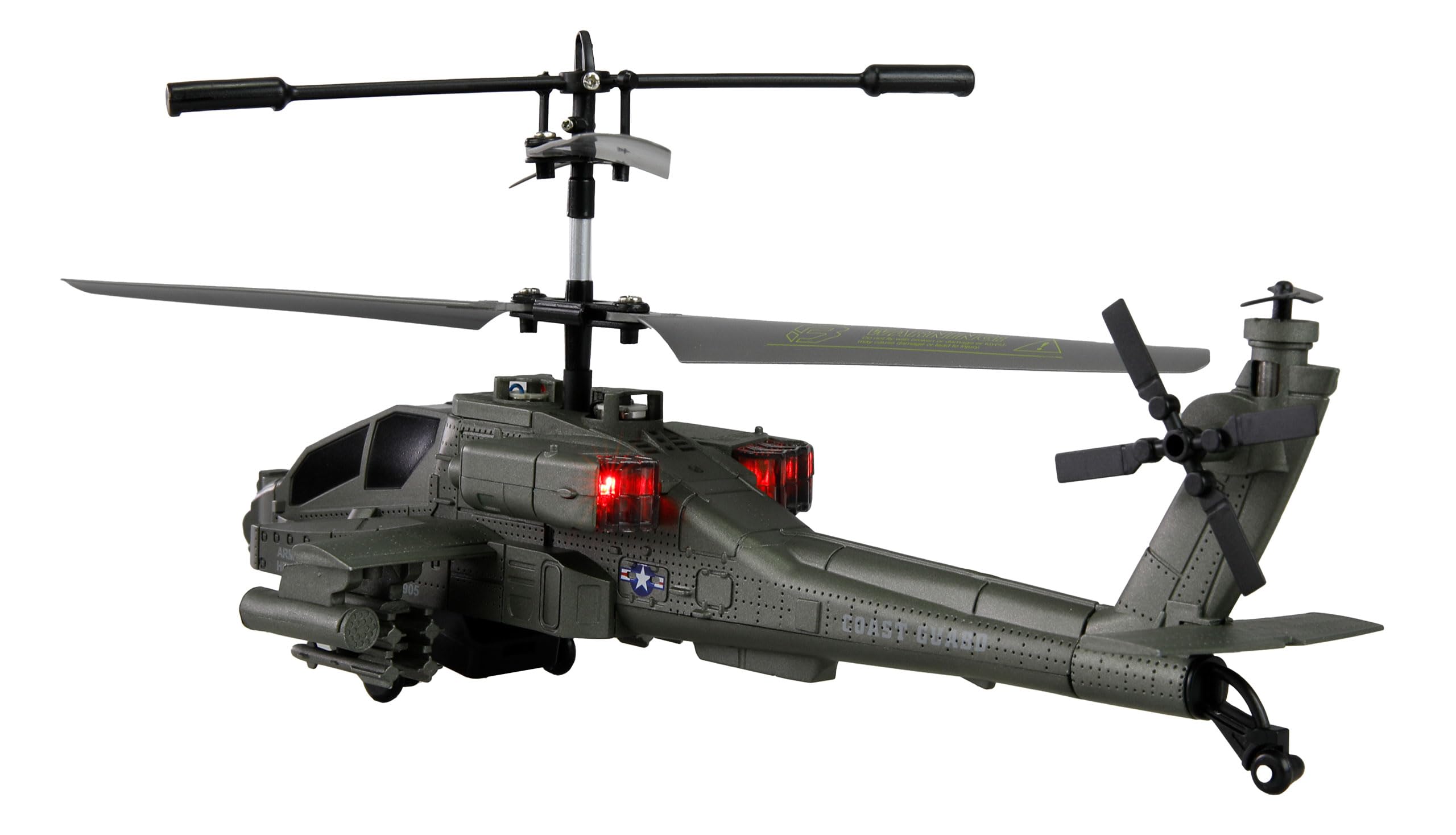 Apache AH-64 Elicottero coassiale a 3,5 canali RTF con telecomando, batteria, cavo di ricarica, 250 mm, verde scuro