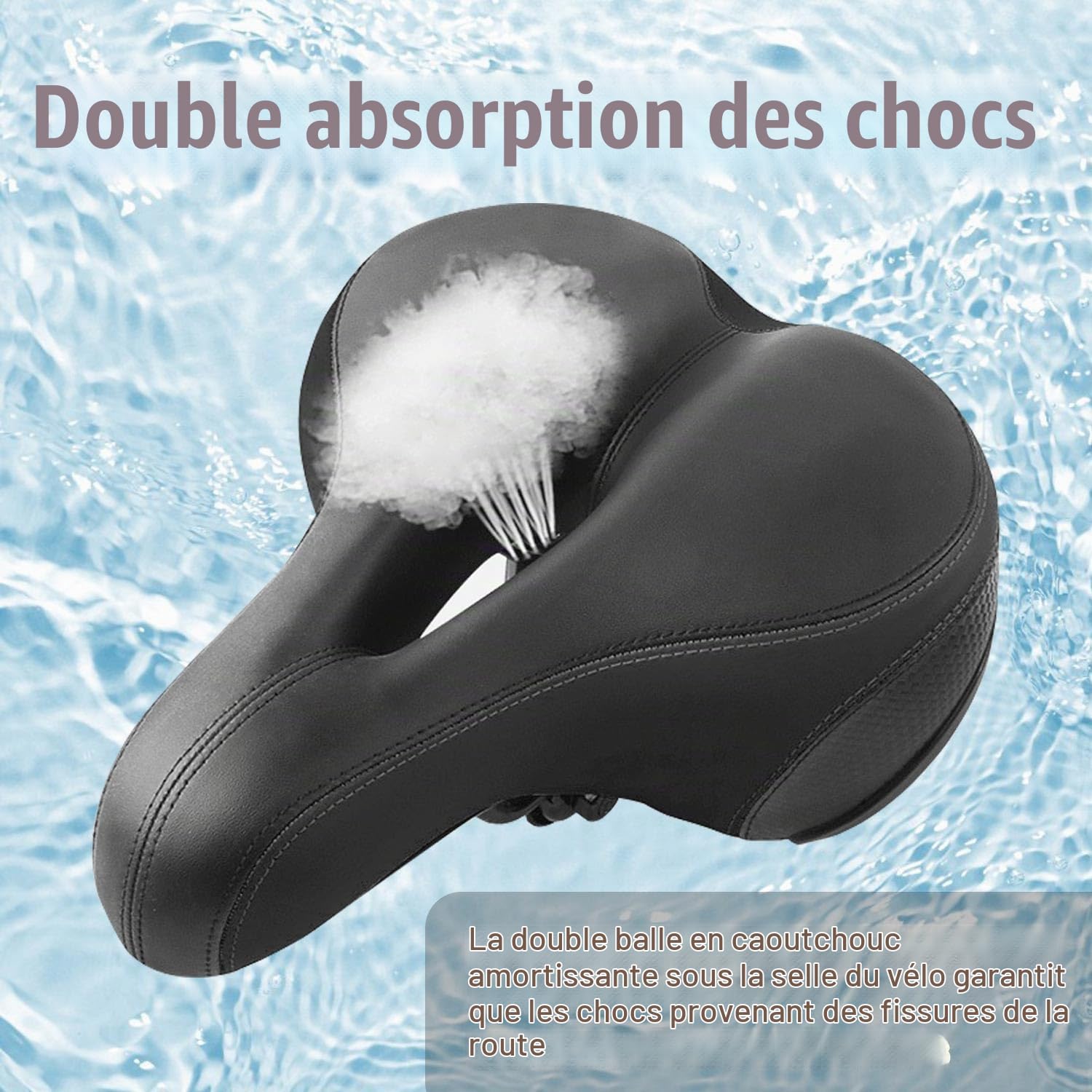 INF Selle de vélo, large et amortissante, modèle universel, siège de vélo ergonomique Noir