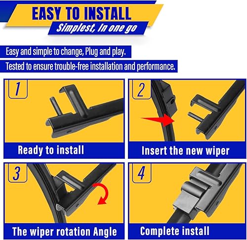 Miniatura 8 de 3 limpiaparabrisas de repuesto, repuesto de equipo original, para vehículos, 26 pulgadas, 20 pulgadas y 13 pulgadas, juego de 3