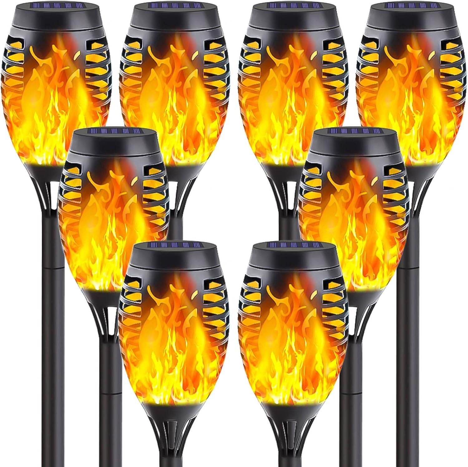 Mateju Solar Lights Outdoor Garden Stake, LED Garden Lights Solar Outdoor, IP65 Waterproof Stake Ornaments for Pathway Lighting Yard Lawn Landscape Patio Decoration, Flame (Yellow,6 pcs)