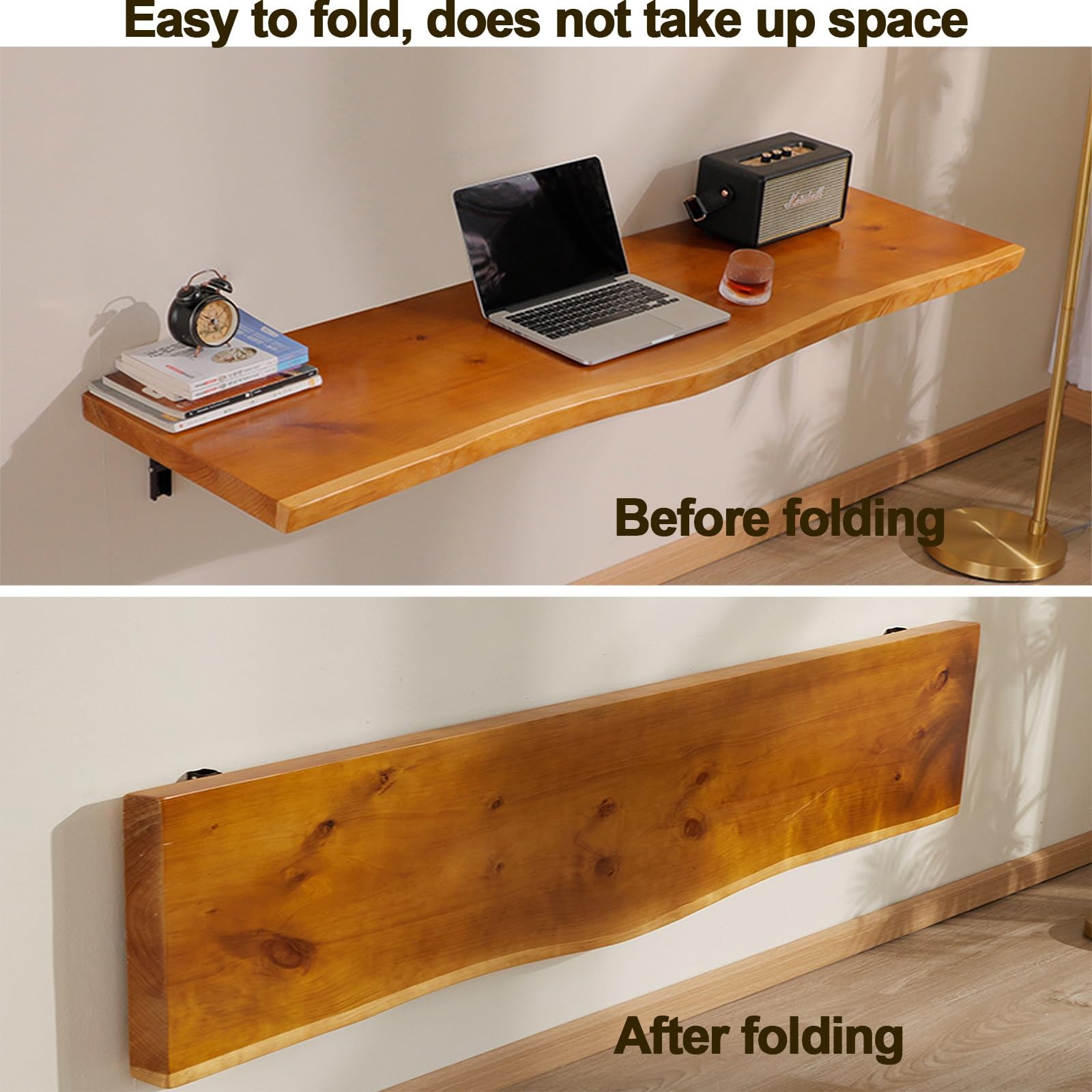 Wandklapptisch,Klapptisch Wand,Schreibtisch Klappbar Wand,Platzsparender Schwimmender Drop-Leaf Schreibtisch,Holz Wandtisch Klappbar,klapptisch Balkon Hängend,Geeignet Für Küche(100*45cm/39.3*17.7in)
