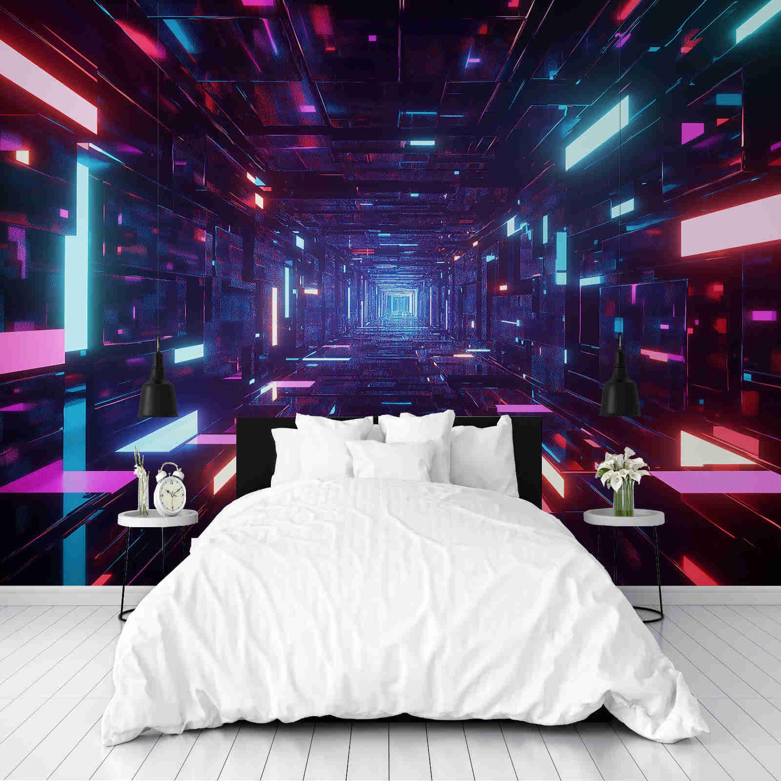 Poster tableaux photo muraux tunnel futuriste violet pour grand mur