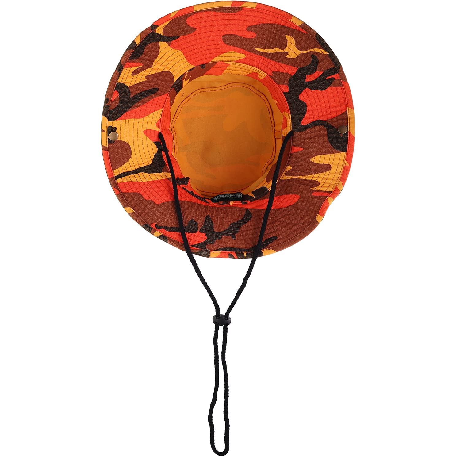 Sombrero de ala ancha para senderismo, pesca, safari, boonie, 100% algodón, protección solar UV para hombres y mujeres, actividades al aire libre, Camuflaje naranja, Large/X-Large