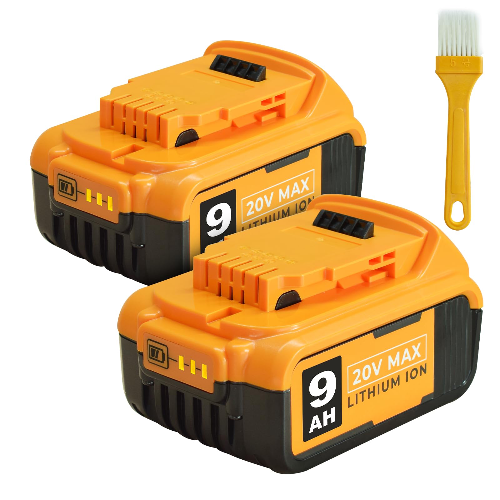 2-Pack 9.0 Ah Battery Compatible with Dewalt 20 Volt DCB200 DCB201 DCB204 DCB207 DCD/DCF/DCG series cordless power tools + brus