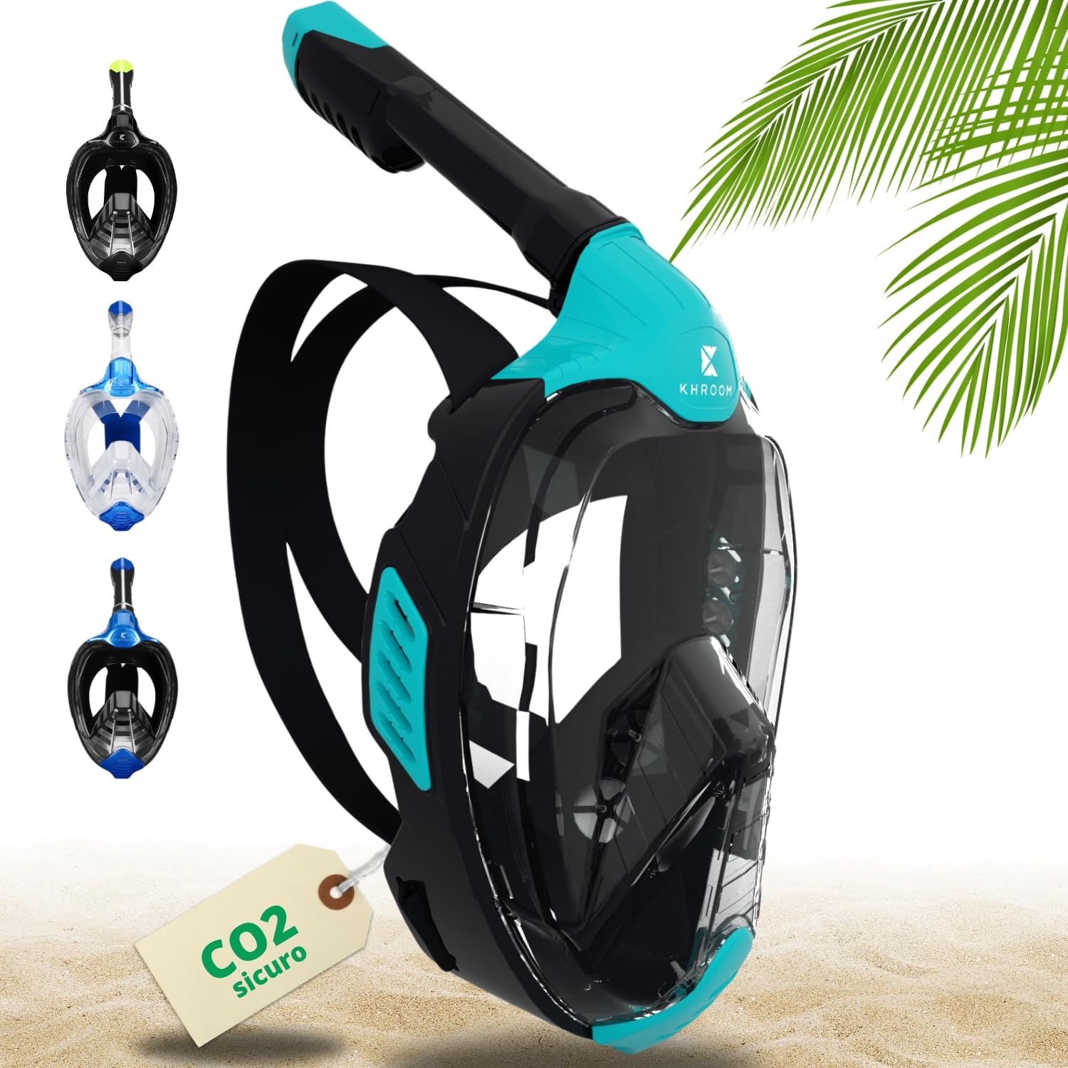 Khroom Maschera Snorkeling per Adulti e Bambini | Sicurezza CO2 certificata DEKRA | Maschera Seaview X – Maschera Subacquea con Boccaglio | Alternativa Set Snorkeling