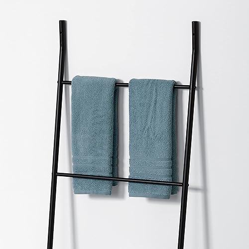 Miniatura 4 de Zenna Home Torre de lino de baño estilo escalera en negro mate Mate negro,Espresso