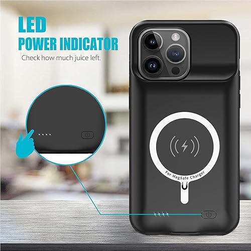Miniatura 3 de Funda de batería para iPhone 14 Pro Max, 10800mAh de alta capacidad, cargador portátil inteligente, estuche de carga con batería recargable, funda