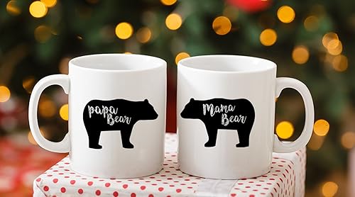 Miniatura 5 de AW Fashions Taza divertida para parejas con texto en inglés "Mama Bear, Papa Bear", (2) tazas de café de 11 onzas, juego de tazas divertidas, tazas