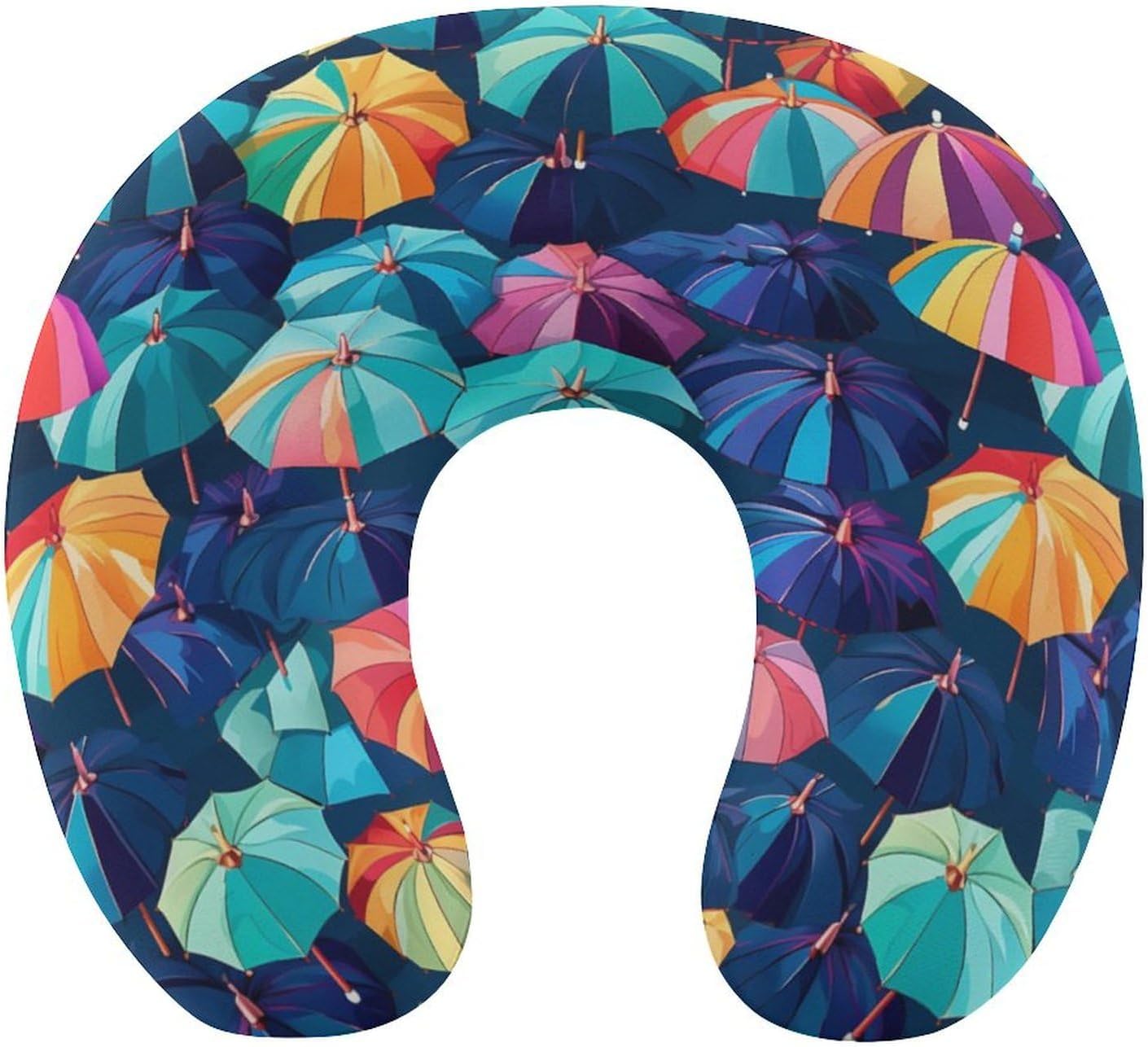 Colorful Umbrella U Shaped Neck Pillow Portable Travel Airplane Headrest Pillow Lightweight Support Pillow Cushion