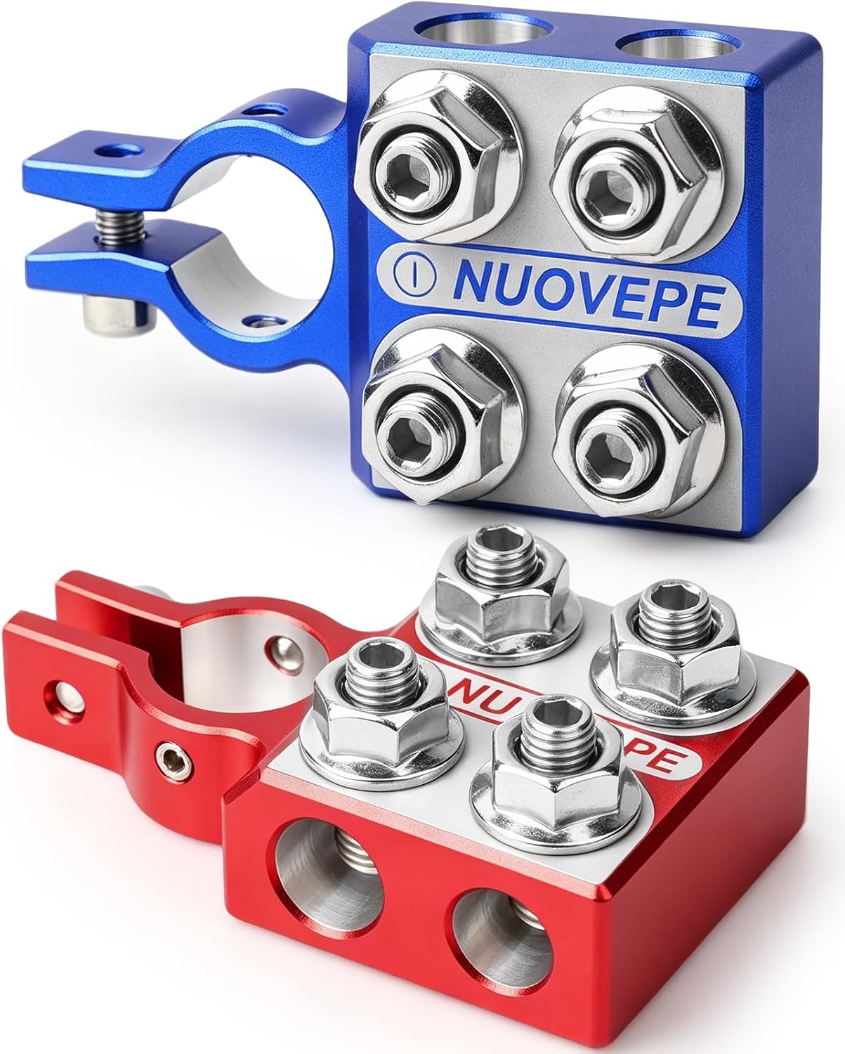 8-Way Car Battery Terminal Connectors, M8 studs, 8 AWG-4/0 XL