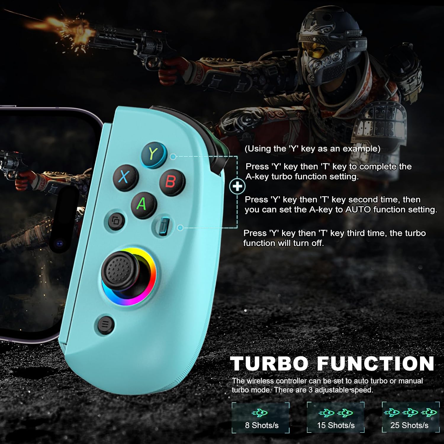 arVin Mobile Gaming Controller for iPad/Tablet[Within 5-10"] Phone Game Controller for iPhone/Android with RGB Hall Effect Joystick/Turbo/6-Axis Gyro/Vibration/Support Streaming on Xbox/PS4/PC Console