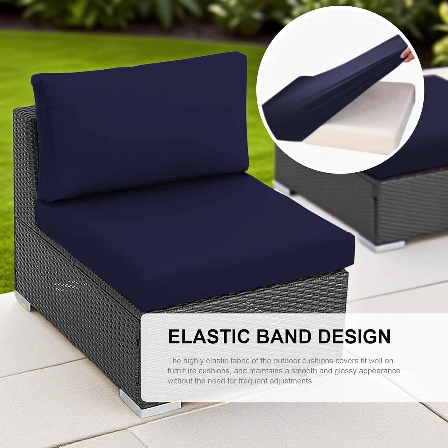 SK Studio 8Pcs Outdoor Cushion Covers Waterproof, Stretch Cushion Covers Replacement for Patio, Sofa Couch Furniture Protector Slipcovers Set, White