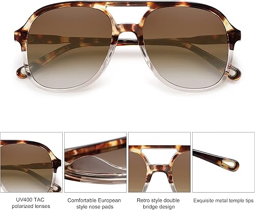 Miniatura 2 de SOJOS Gafas de sol estilo aviador polarizadas retro para mujeres y hombres, clásicos de los años 70, estilo vintage, cuadrados, estilo aviador,