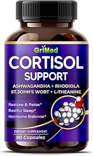 GriMed Ashwagandha Rhodiola 14,150mg - x 10 Power with St.John's Wort, L-Theanine - Restore & Relax, Restful Sleep (90 Count (Pack of 1))