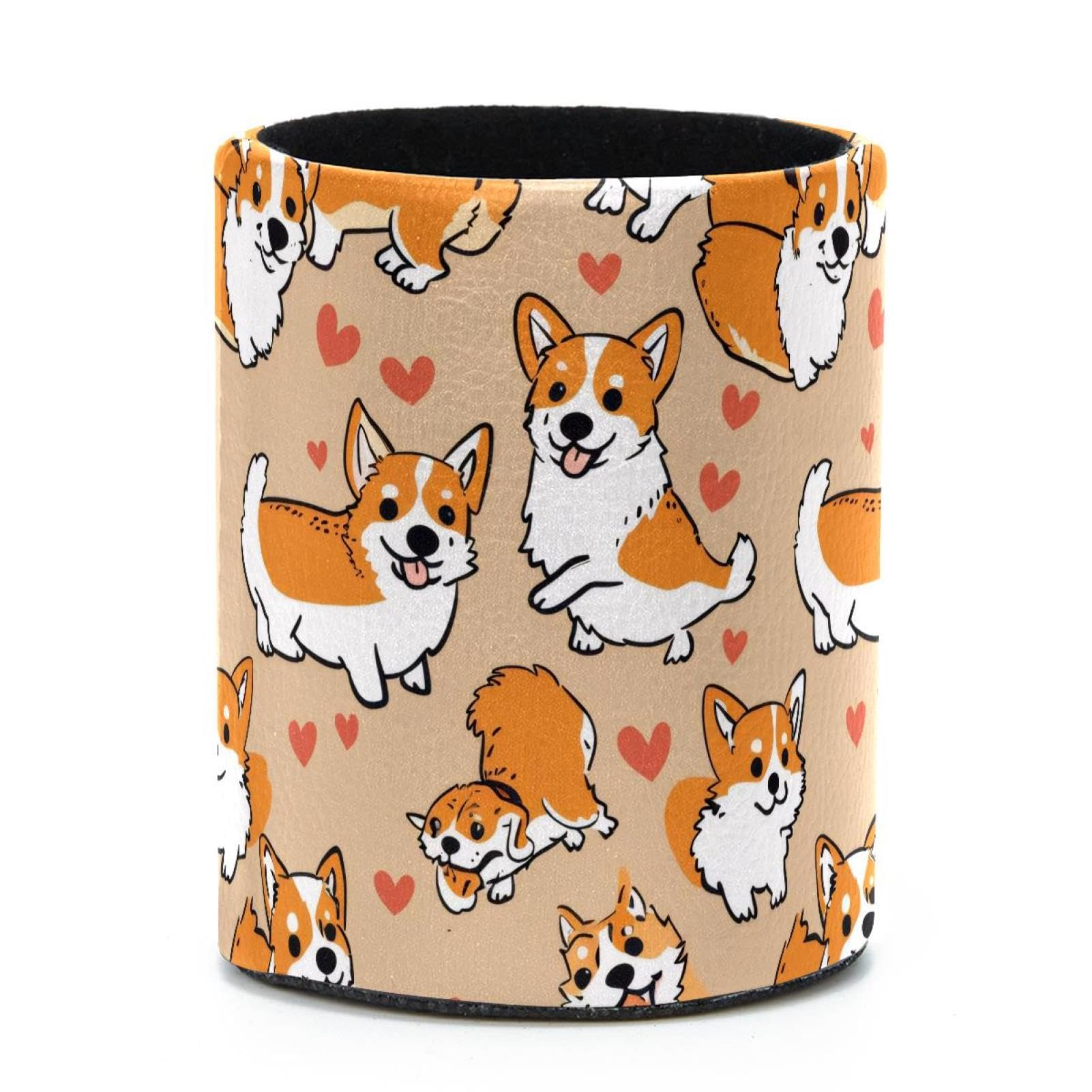 VAPOKF Round Pencil Holders for Desk, Cute Corgis Pen Holders Pen Pot Makeup Brushes Storage Desktop Stationery Supplies Organiser for Home Office
