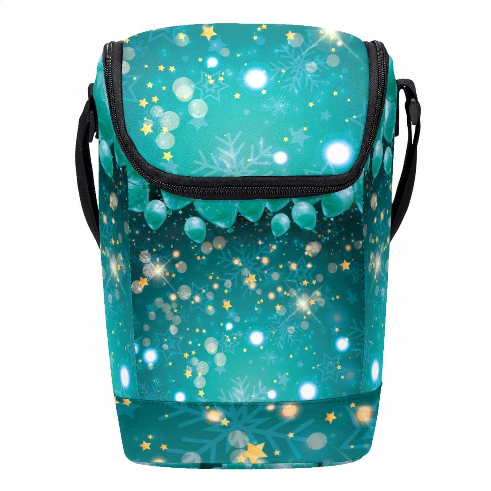 Bolsa de almuerzo verde con cremallera y globos amarillos para exteriores