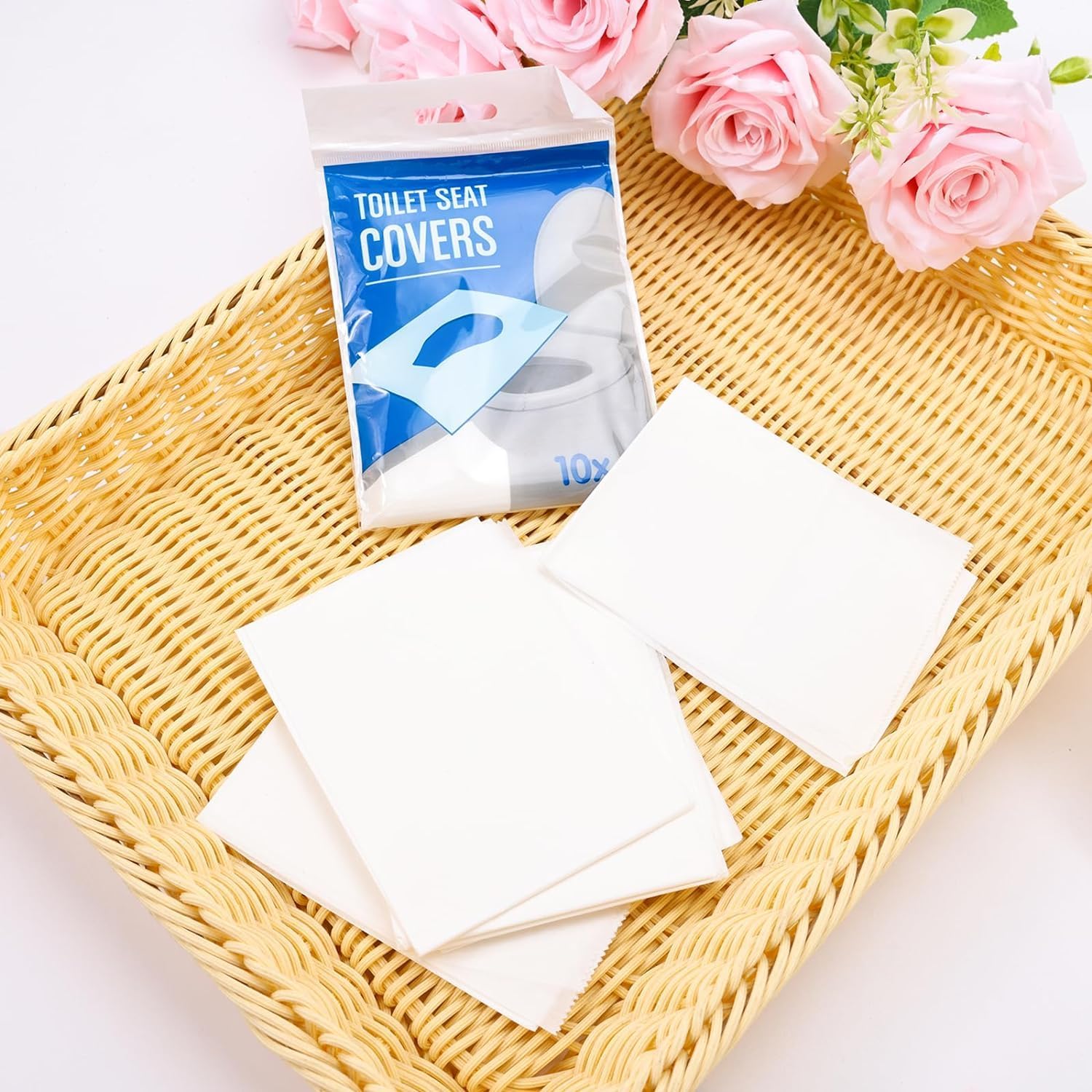 Heart Home Toilet Seat Covers Disposable|Western Toilet Seat Cover|Use & Throw, Portable|Pack of 20 (White)
