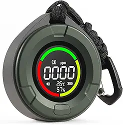 DS-100 Portable Carbon Monoxide Detector, 140HR Standby, Rechargeable 3-in-1 CO Detector for Travel & Camping, CO Meter with Audible & Visual Alarm for Home, Car & Tent - Dark For