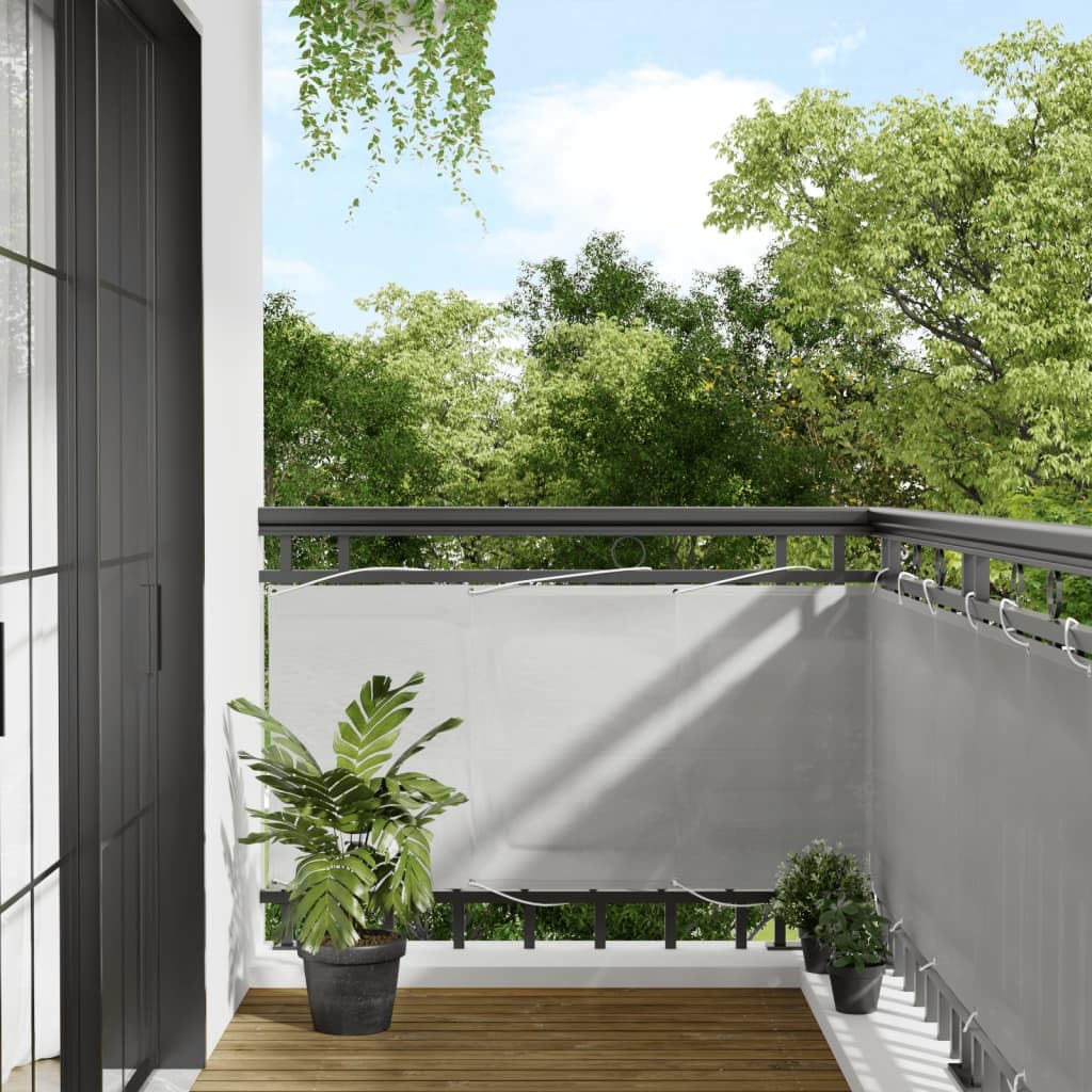 vidaXL Balkon Sichtschutz, Balkonbespannung mit Aluminium-Ösen, Balkonverkleidung Wasserfest, Balkonabdeckung Windschutz, Hellgrau 75x800cm 100% Polyester-Oxford