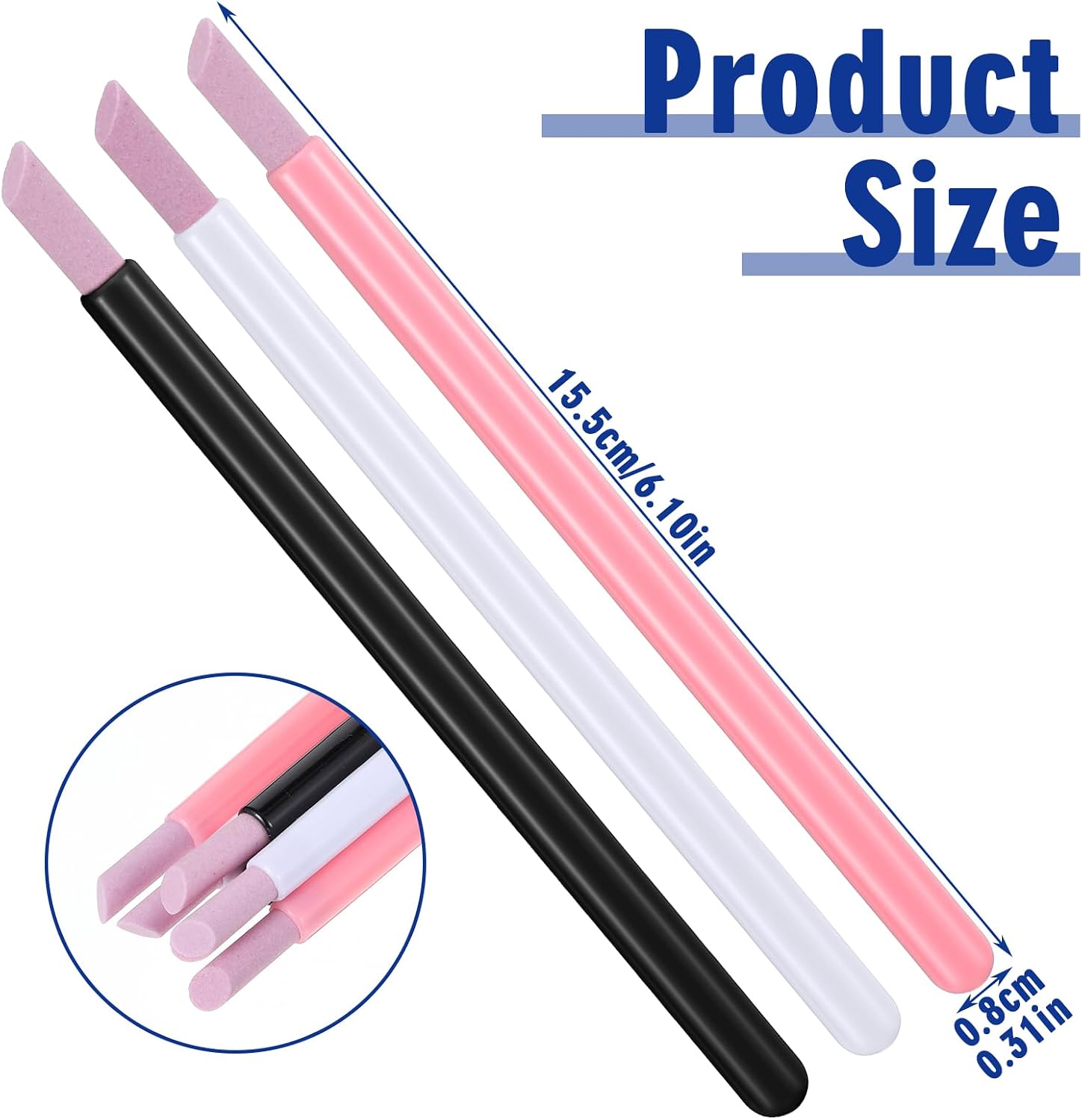 9Pcs Pumice Stone Nail Cuticle Pushers, Black Pink Whit Plastic Handle Cuticle Remover Trimmer Nail Art Pen for Peeling Dead Skin Repairing Household Beauty Salon