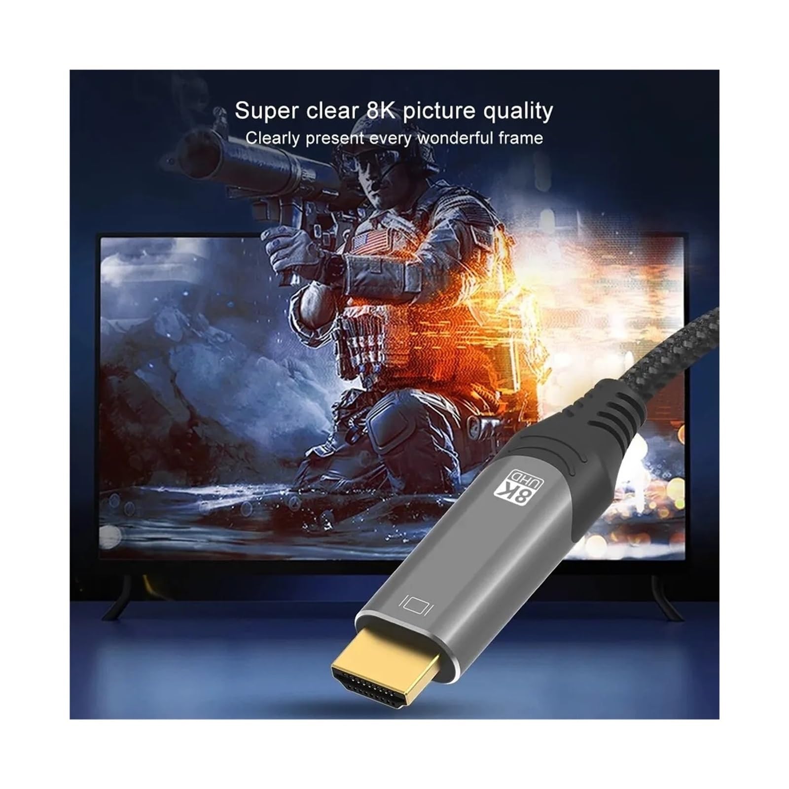 Câble Convertisseur 8K DP Vers HDMI @ 30Hz 4K 120Hz For Projecteur D'ordinateur TV RX8000 RTX4080, Port D'affichage 1.4 Connecteur 2(2m)