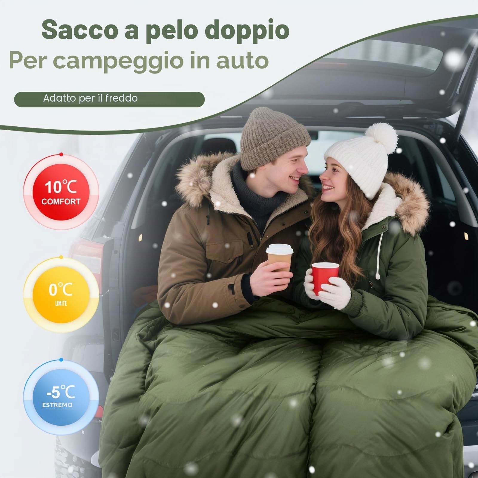 Inverno cotone doppio sacco a letto per adulti, sacco a letto in flanella Queen Size, tempo freddo impermeabile caldo 2 persona sacco a letto per coppie o campeggio in famiglia