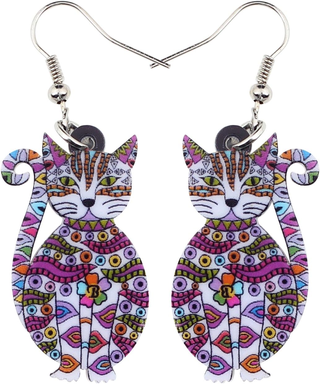 Acrylic Drop Dangle Cat Earrings Pets Novelty Funny Gift For Women By The Bonsny