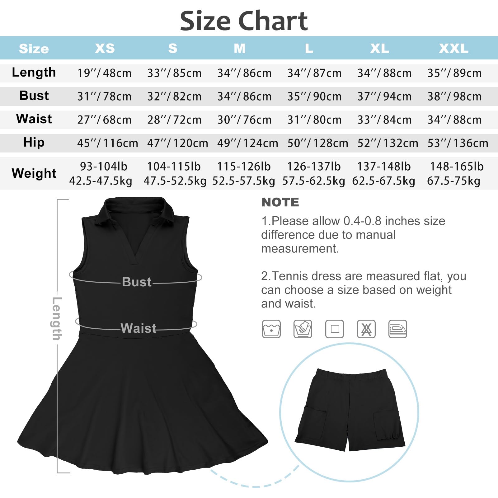 Vestido Tenis Mujer Deportivo con Pantalones Cortos Vestido Polo Bolsillos Golf sin Mangas Línea A Atléticos