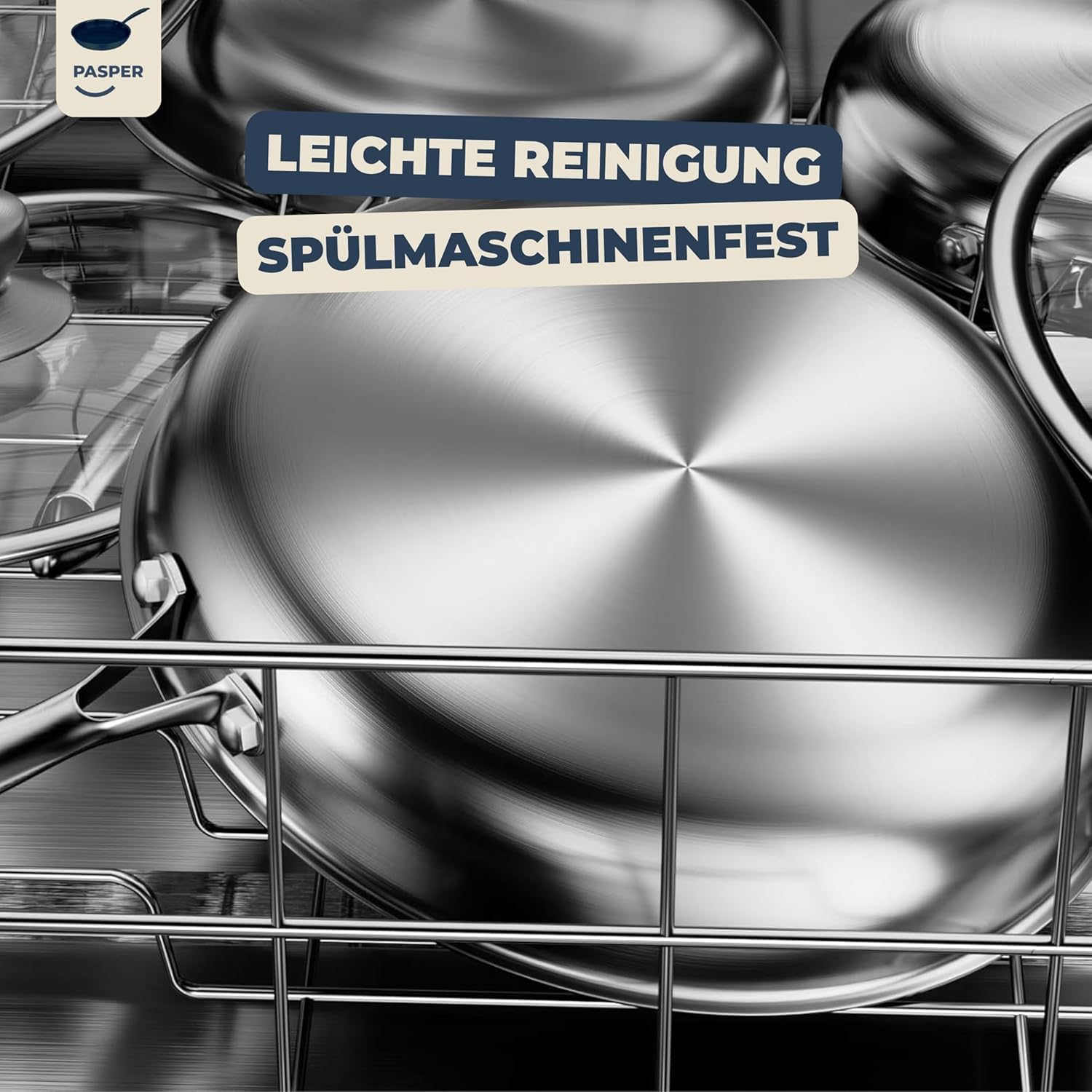 Pasper Padella wok Ø 28 cm – senza PFAS – induzione, elettrica, ceramica, gas e forno – padella in acciaio inox con rivestimento antiaderente a nido d'ape antigraffio – lavabile in lavastoviglie
