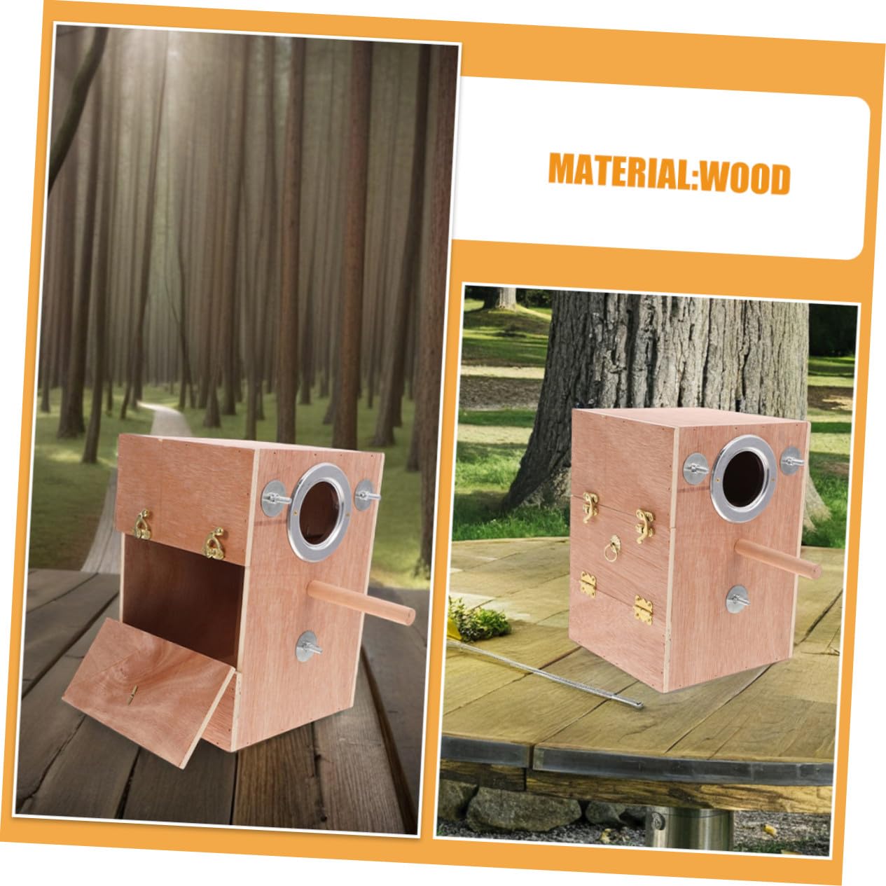 Nido de crianza Puerta de Jaula de Madera Soporte de Perca de Madera de Brecha Finch Bird House
