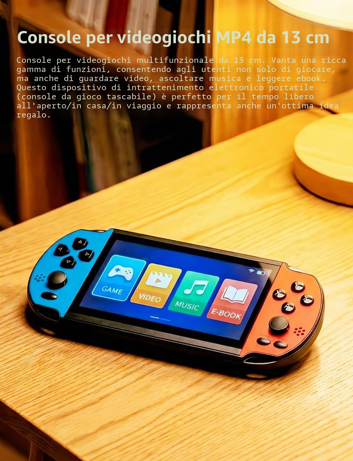 Console per videogiochi MP4/MP3 da 5,1 pollici, emulatori multipli, giochi classici retrò integrati, console portatile perfetta per compleanni all'aperto/viaggi tempo libero intrattenimento