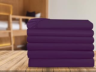 Elegant Comfort 1500 Thread Count Premium Hotel Quality 6-Pack Fitted Bottom Sheets with Deep Pocket, Wrinkle-Free, Stain and Fade Resistant, 6-Pack Fitted Sheet, Twin/Twin XL, Purple