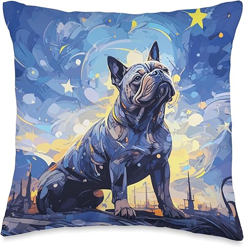 American Bully Starry Night For Dog Lovers American Bully Starry Night Mom Dog Dad - Almohada de 16 x 16 pulgadas, multicolor