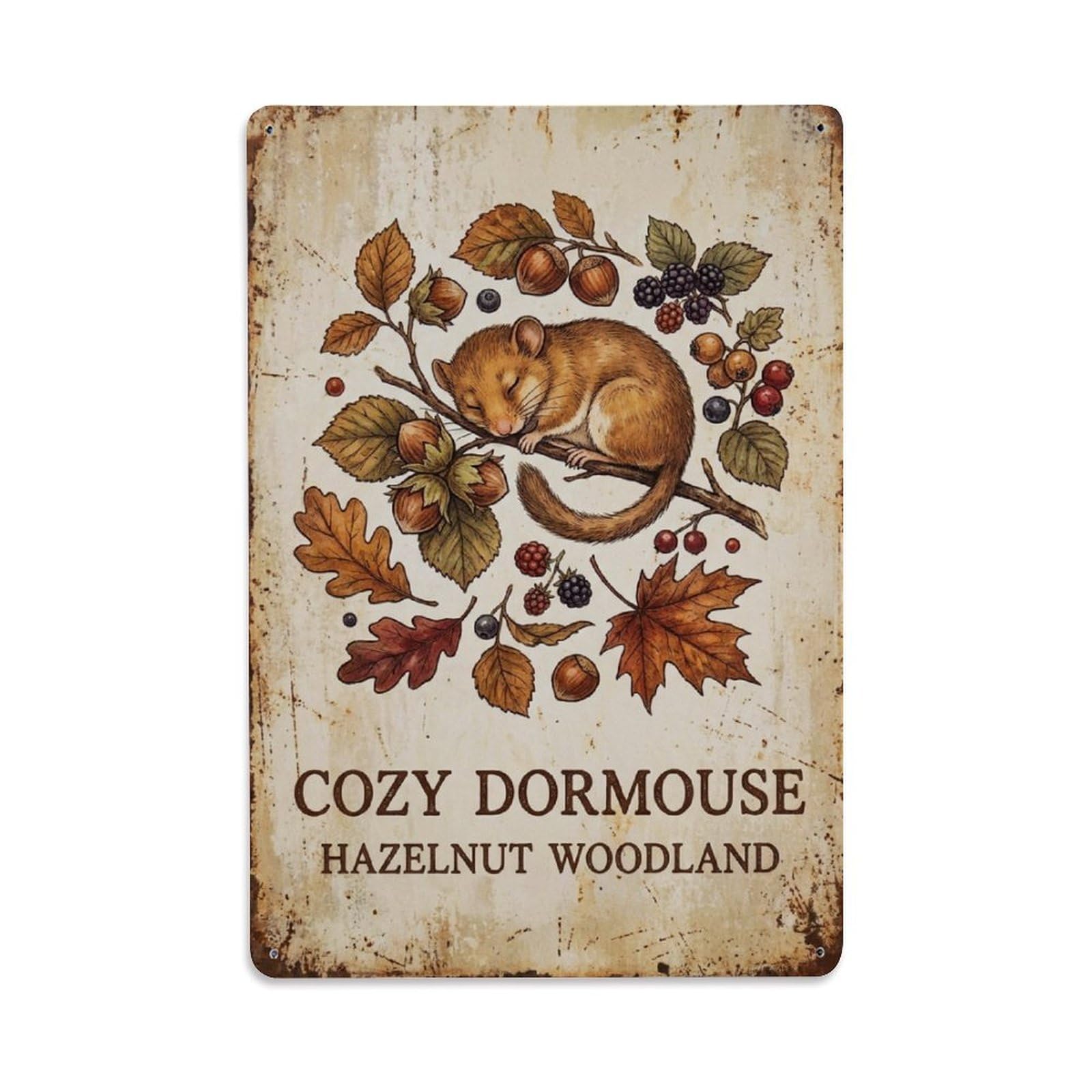 Okngb Style Vintage Dormouse Wildlife Saying Heritage Rustic Nature Metal Tin Sign Plaque Wall Decor For Cafe, Man Cave, Club Bar, Office, Home Garden Round Metal Poster 8X12inch