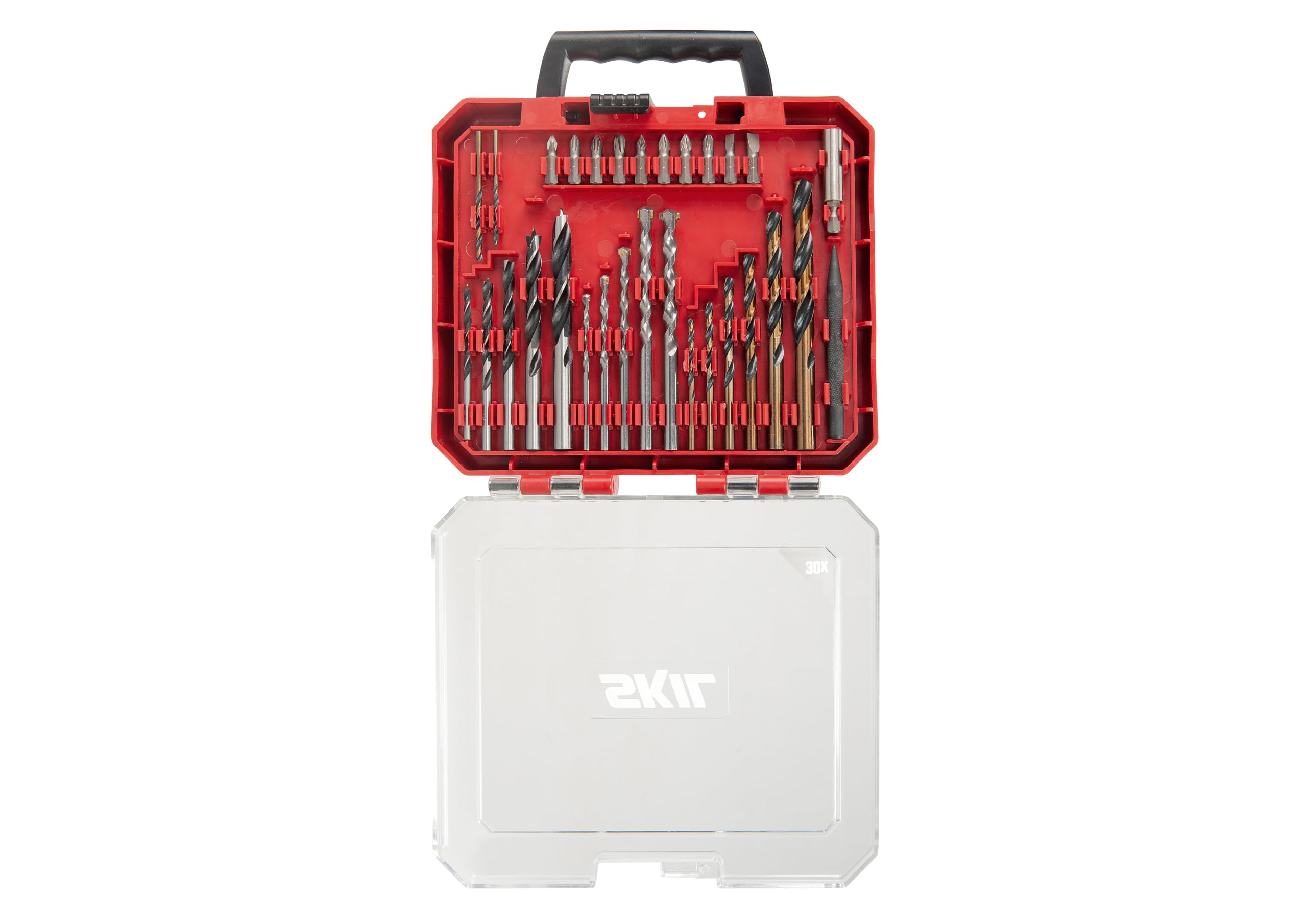 Skil Set di punte per trapano e viti da 30 pezzi – punte universali per legno, pietra e acciaio, punte per trapano, con supporto magnetico e grani in pratica valigetta 2610S00919