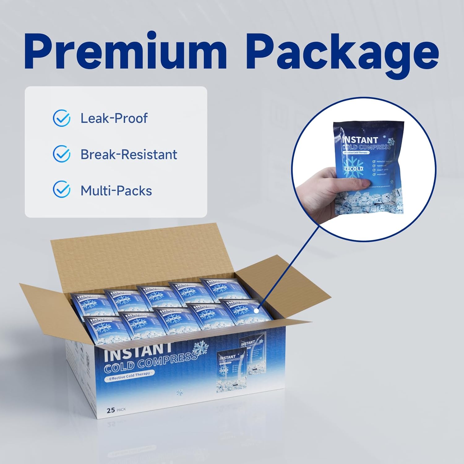Instant Ice Cold Packs, 25 Pack 4.4" x 6"Disposable Ice Packs for Injuries, Pain Relief, No Freeze Needed Cold Compress for First Aid, Athletes - Image 3