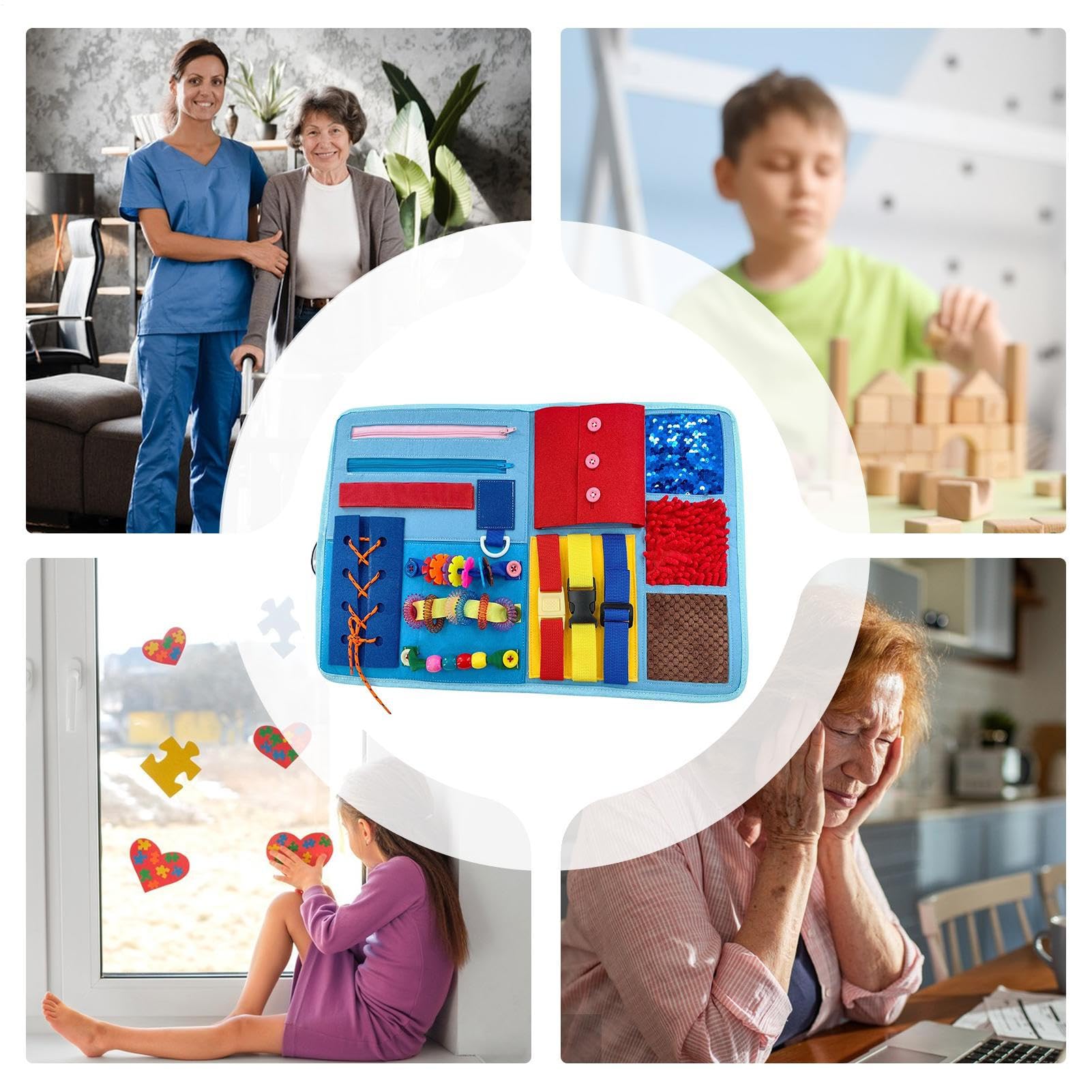 Zappeldecke für Erwachsene – Demenz-Sensorkissen | Beruhigungsbrett für Kinder, Fidget-Aktivitätsspielzeug | Alzheimer-Entlastungsmatte für Senioren, Angst, Stress, Spannung, Stimmung, Gedächtnisverlu