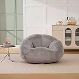 SUKY Weiches Plüsch-Sitzsack-Sofa, 100 * 90 * 57cm, Rutschfester Sitzsack Nicht Abnehmbarer Bezug Keine Montage erforderlich Perfekt für das Wohnzimmer, Die Lounge oder das Schlafzimmer (Hellgrau)