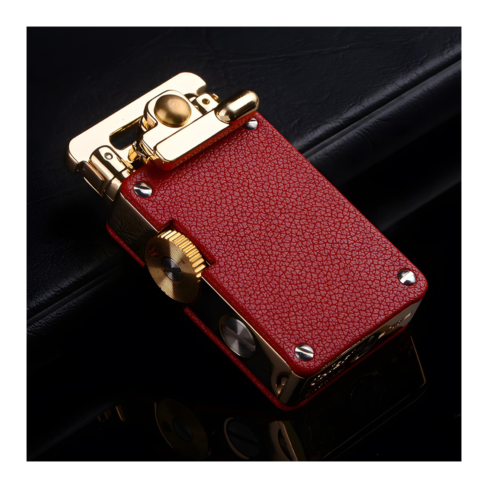 Retro Grinding Wheel Windproof Rocker Arm Kerosene Lighter, Classic Leather Engraved, Soft Flame, Kerosene Refillable Vintage Trench Lighters Gift for
