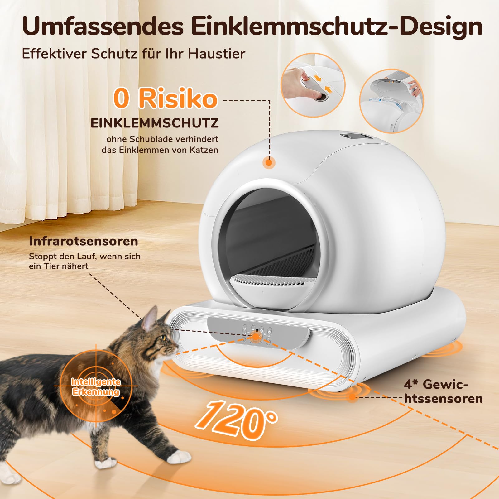 Lettiera Gatto Autopulente XXL 68L, Lettiera Automatica per Più Gatti, Controllo APP, Sensori Intelligenti, Antiodore, Raccolta Rifiuti Integrata